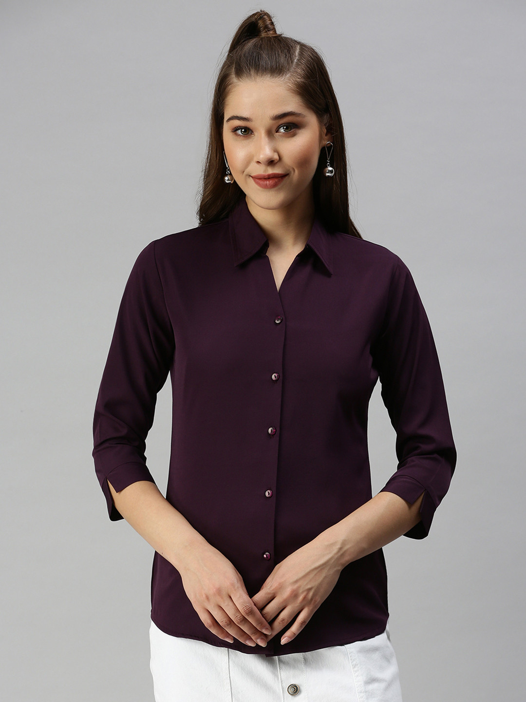 

SHOWOFF Women Magenta Comfort Slim Fit Casual Shirt