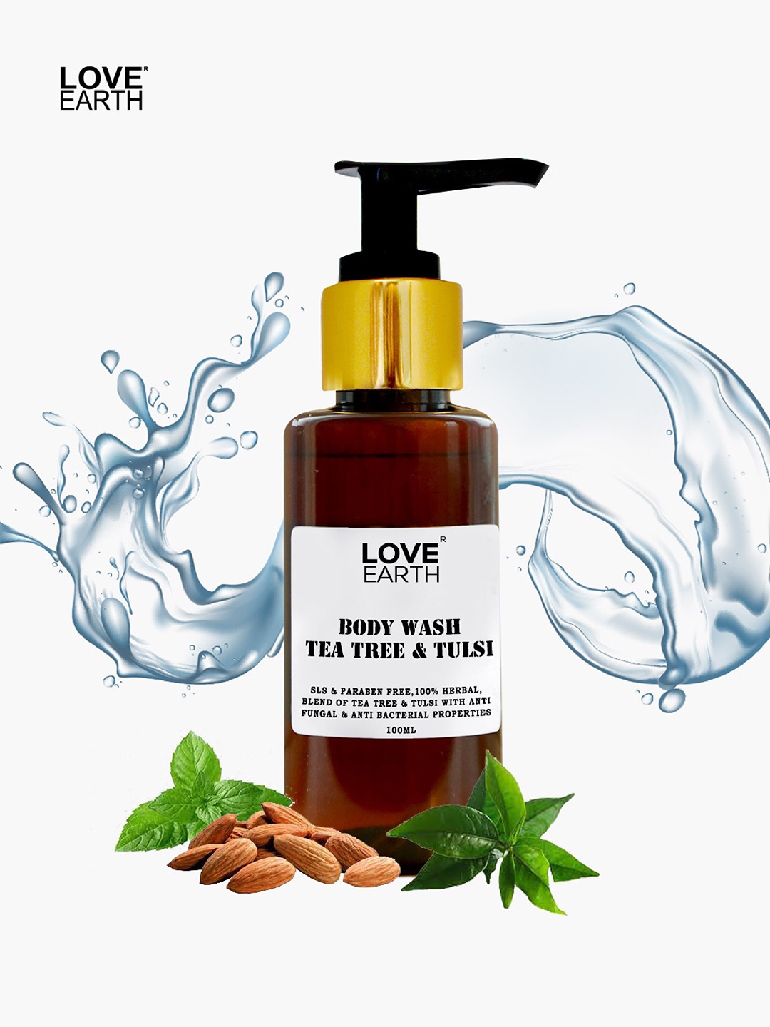 

LOVE EARTH Tea Tree & Tulsi Body Wash - 100 ml, Brown