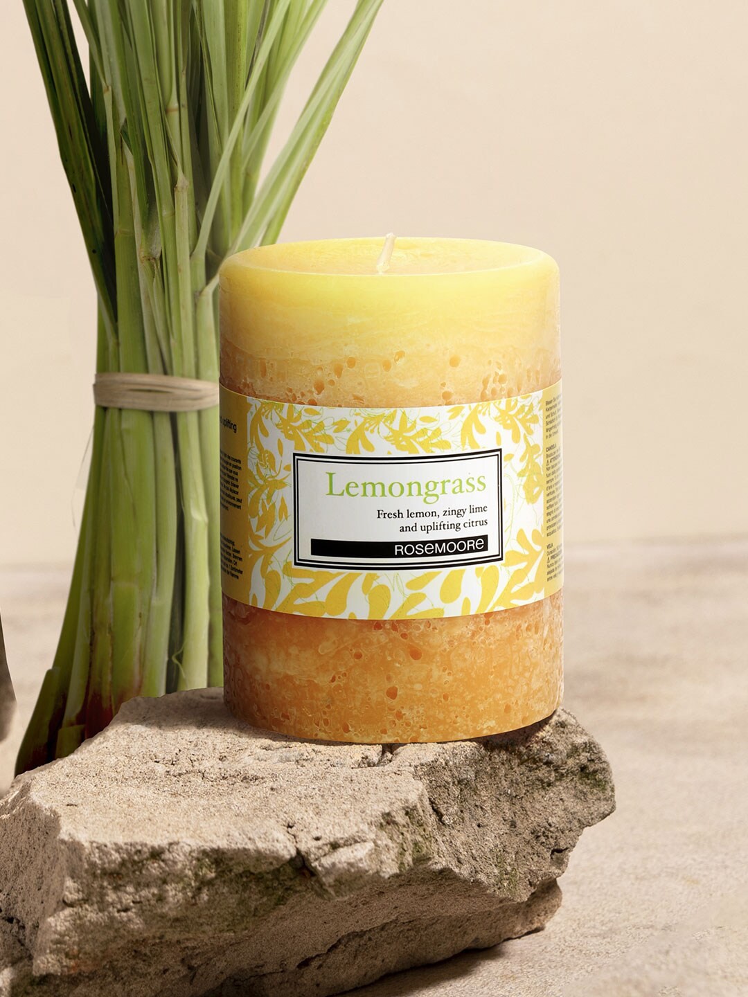 

ROSEMOORe Yellow Lemongrass Scented Solid Candle Burn Time 45-50 Hours