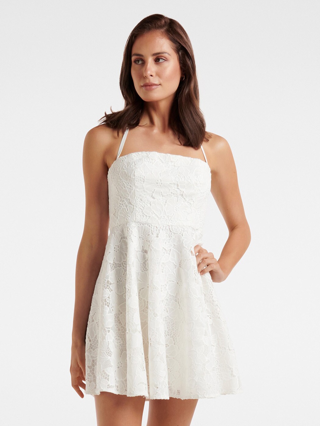 

Forever New White Off-Shoulder Lace Dress