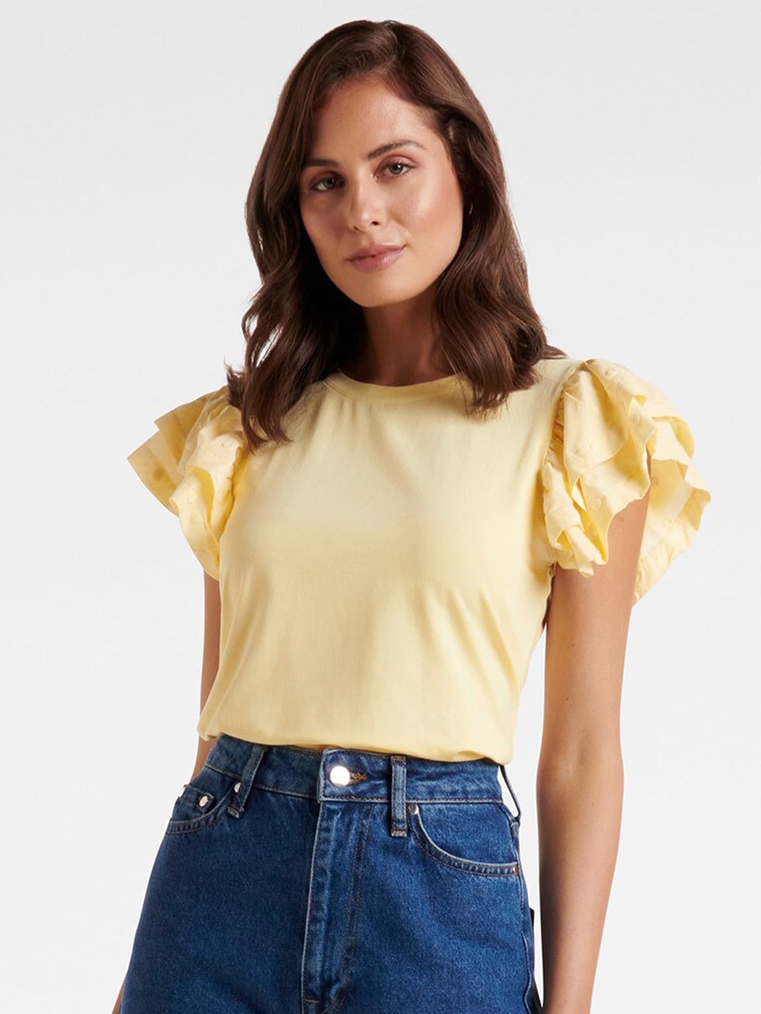 

Forever New Women Yellow Solid Top