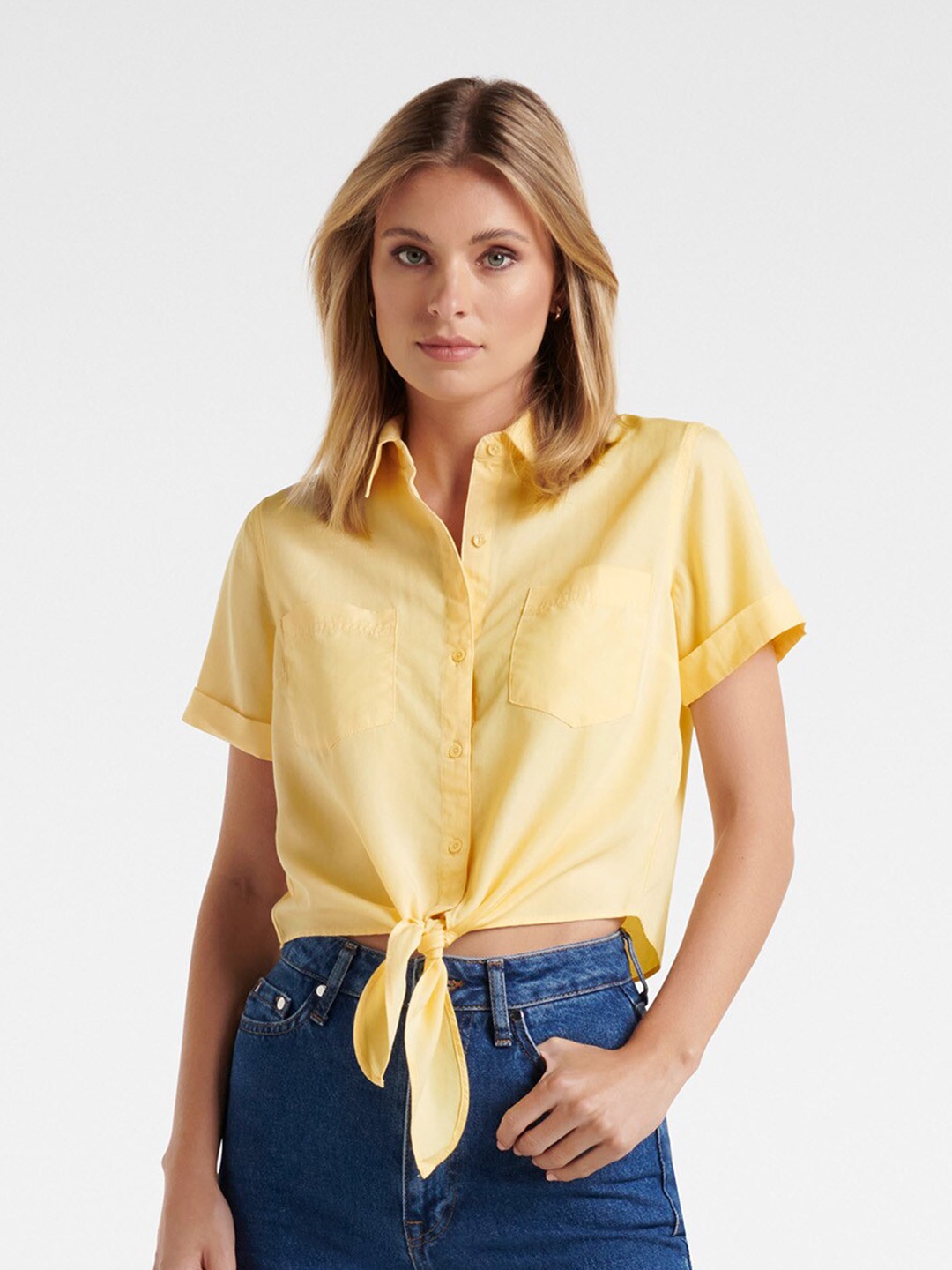 

Forever New Women Yellow Casual Shirt