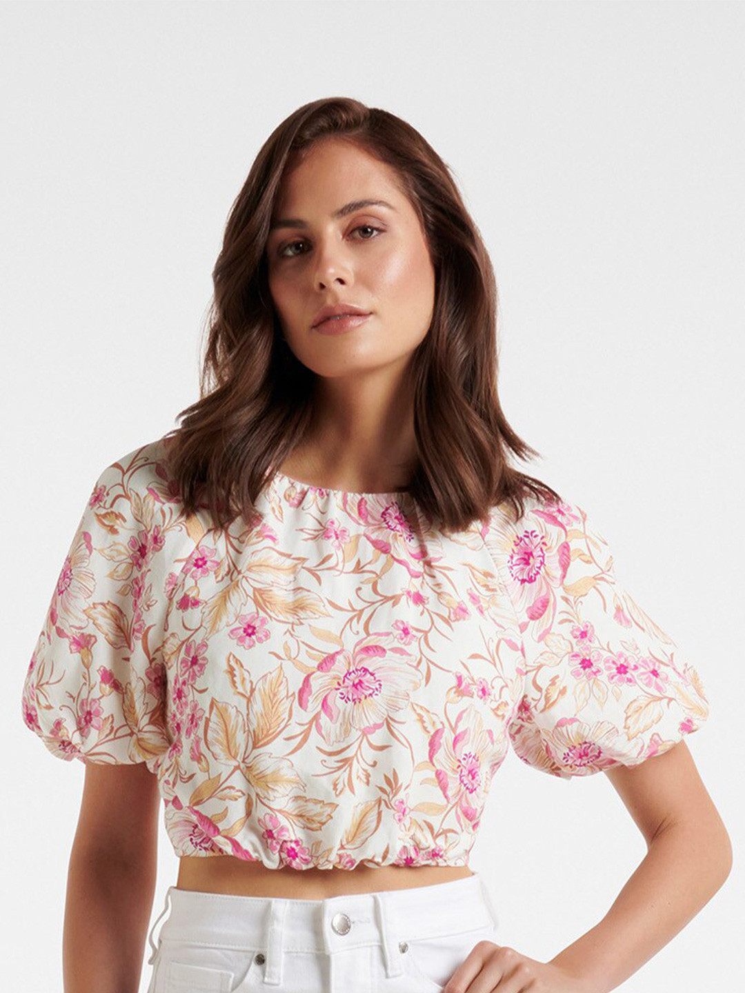

Forever New Pink Floral Print Linen Top
