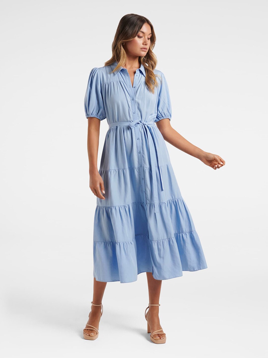 

Forever New Blue A-Line Midi Dress