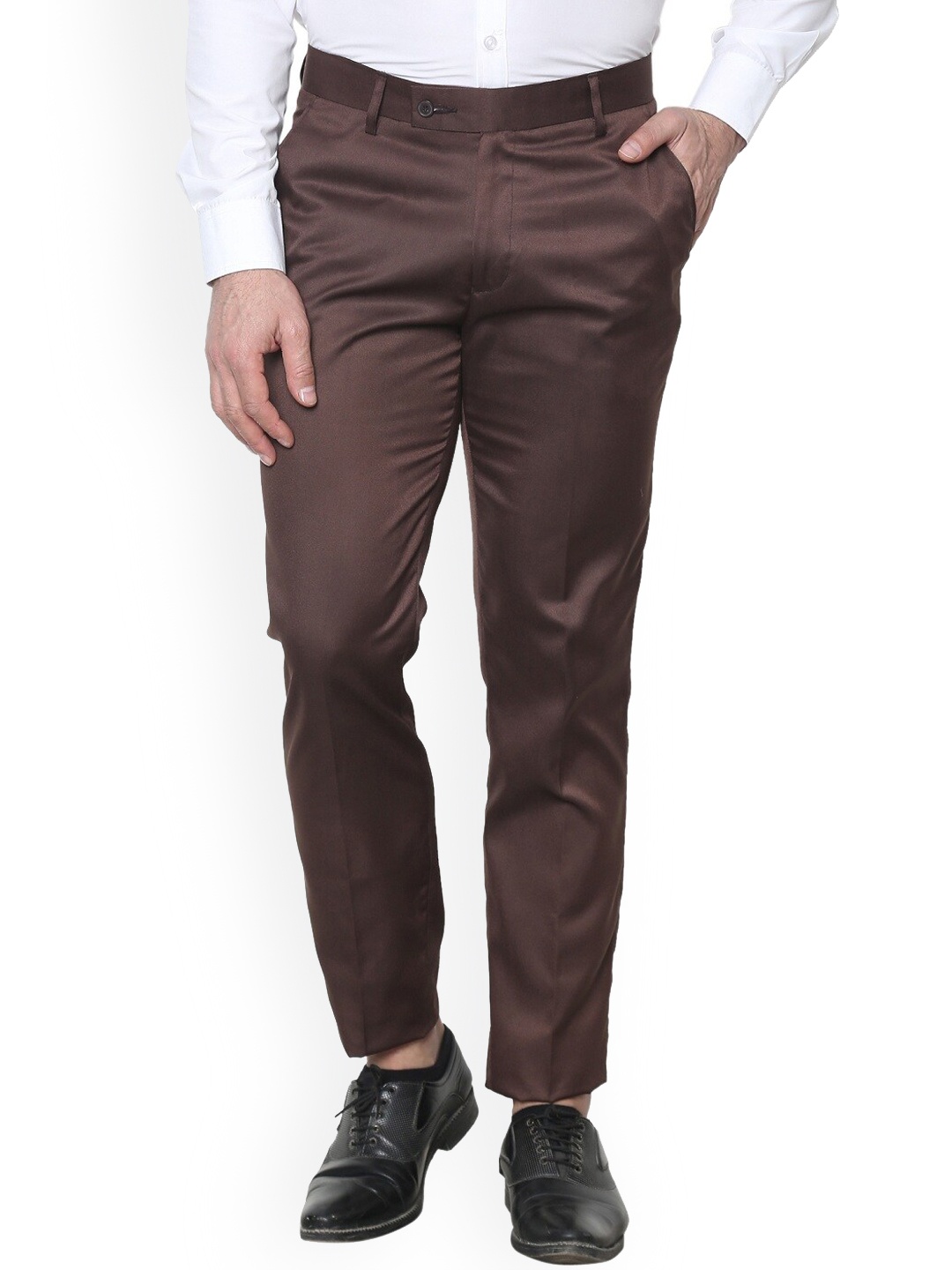 

AD & AV Men Copper-Toned Classic Easy Wash Trousers