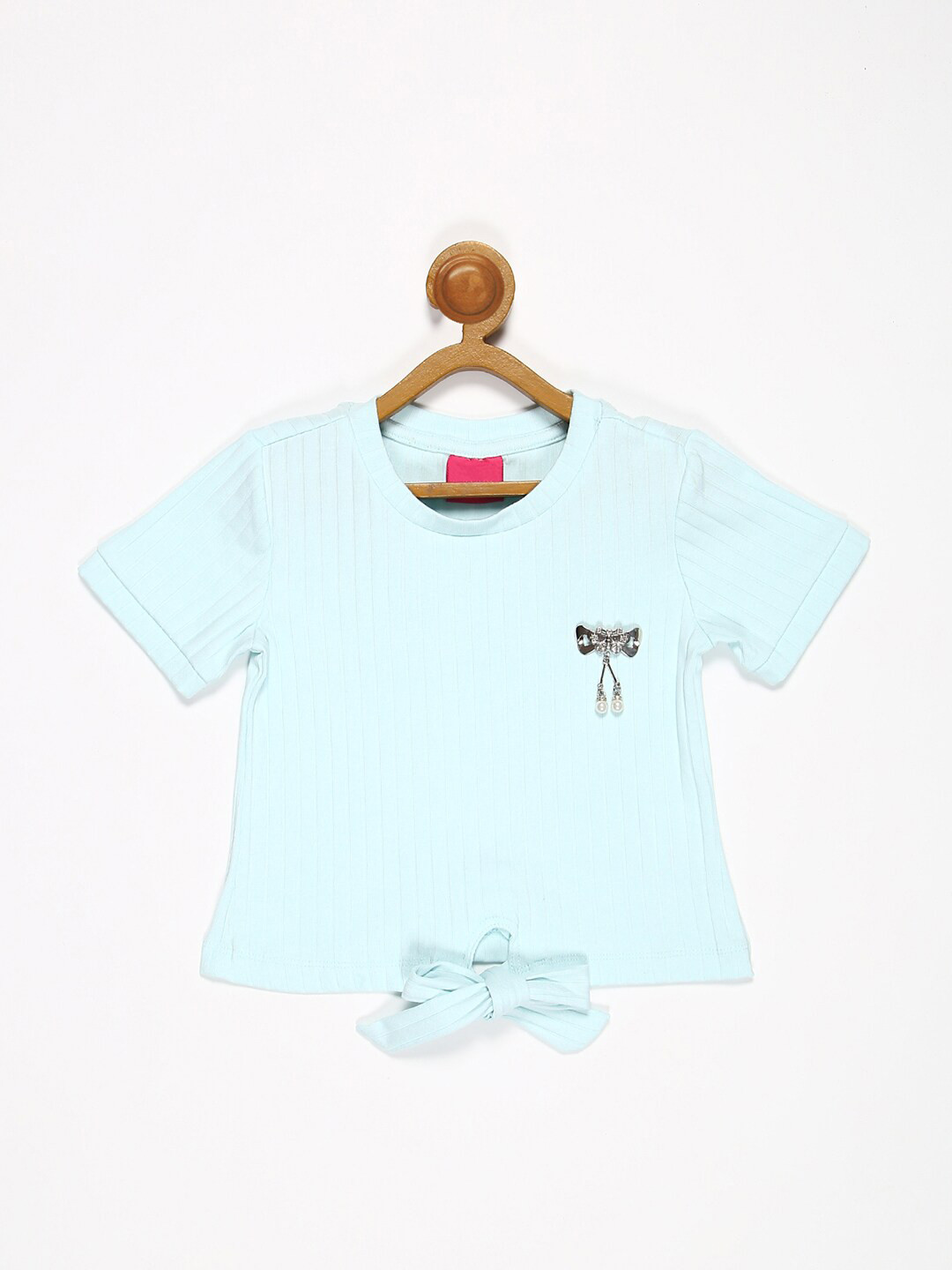 

V2 Value & Variety Girls Blue Waist Tie-Ups Knitted Top