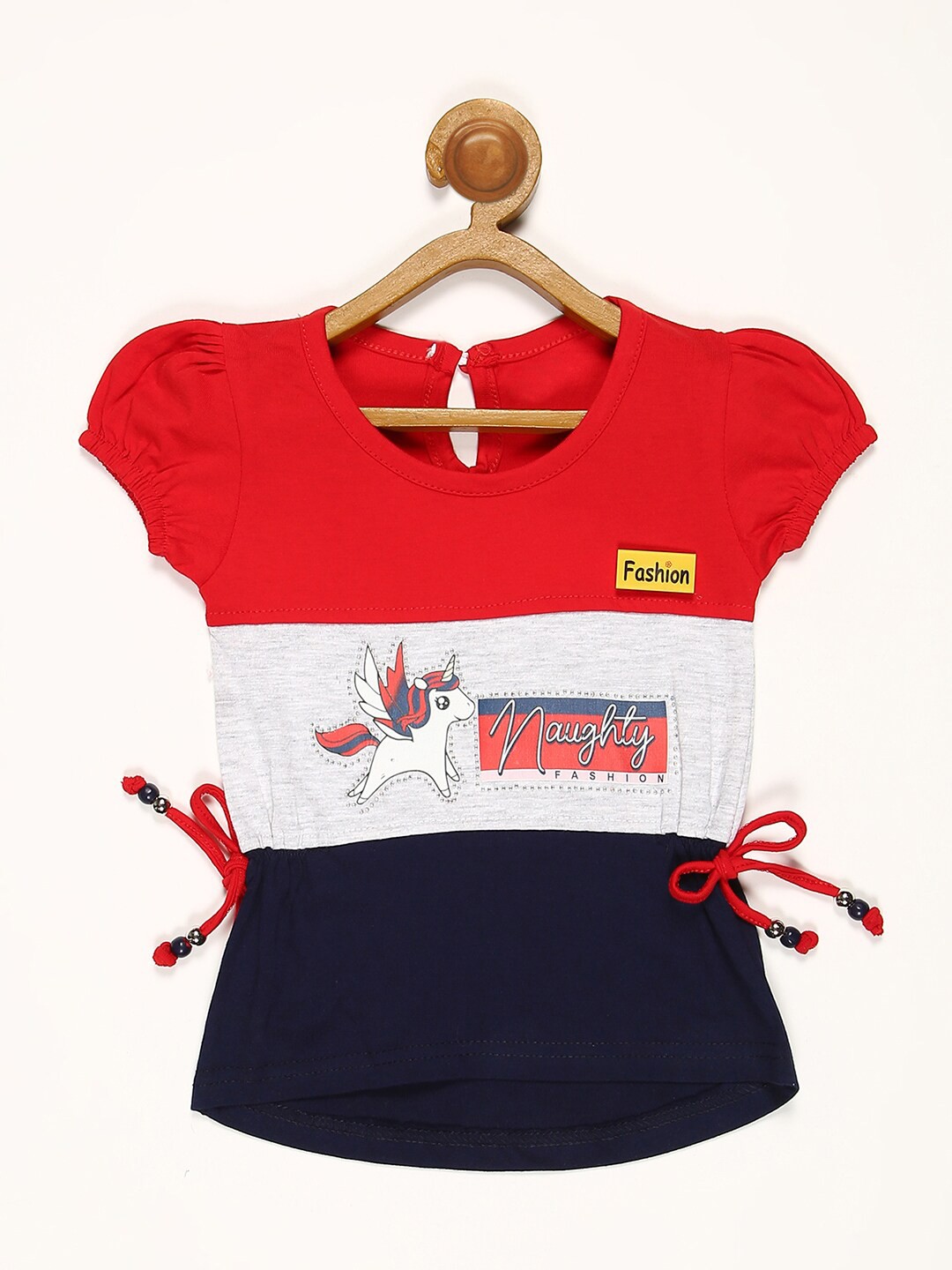 

V2 Value & Variety Girls Blue & Red Colourblocked Top