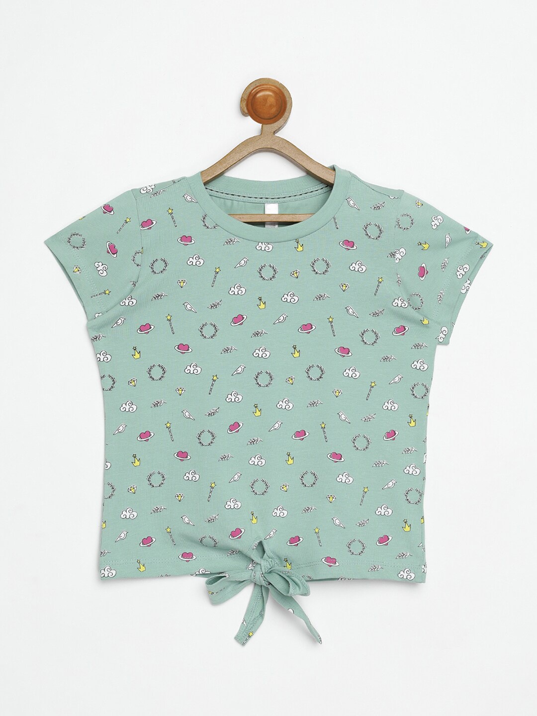 

V2 Value & Variety Green Print Boxy Top