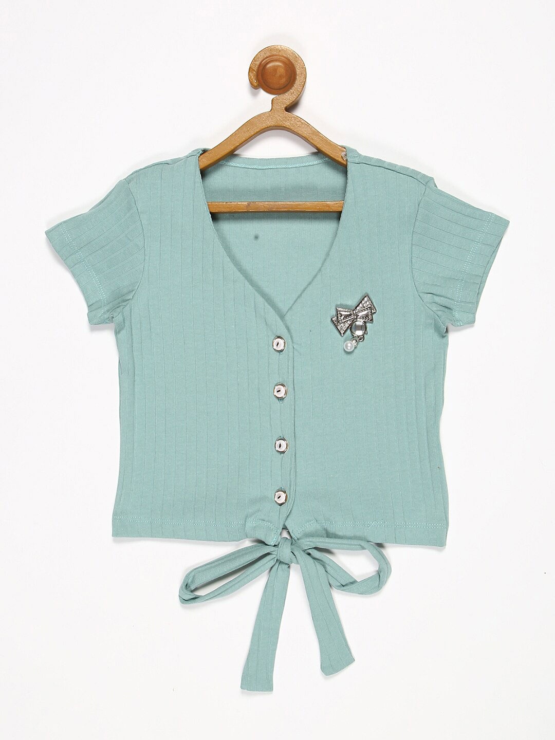 

V2 Value & Variety Girls Green V-Neck Knitted Top