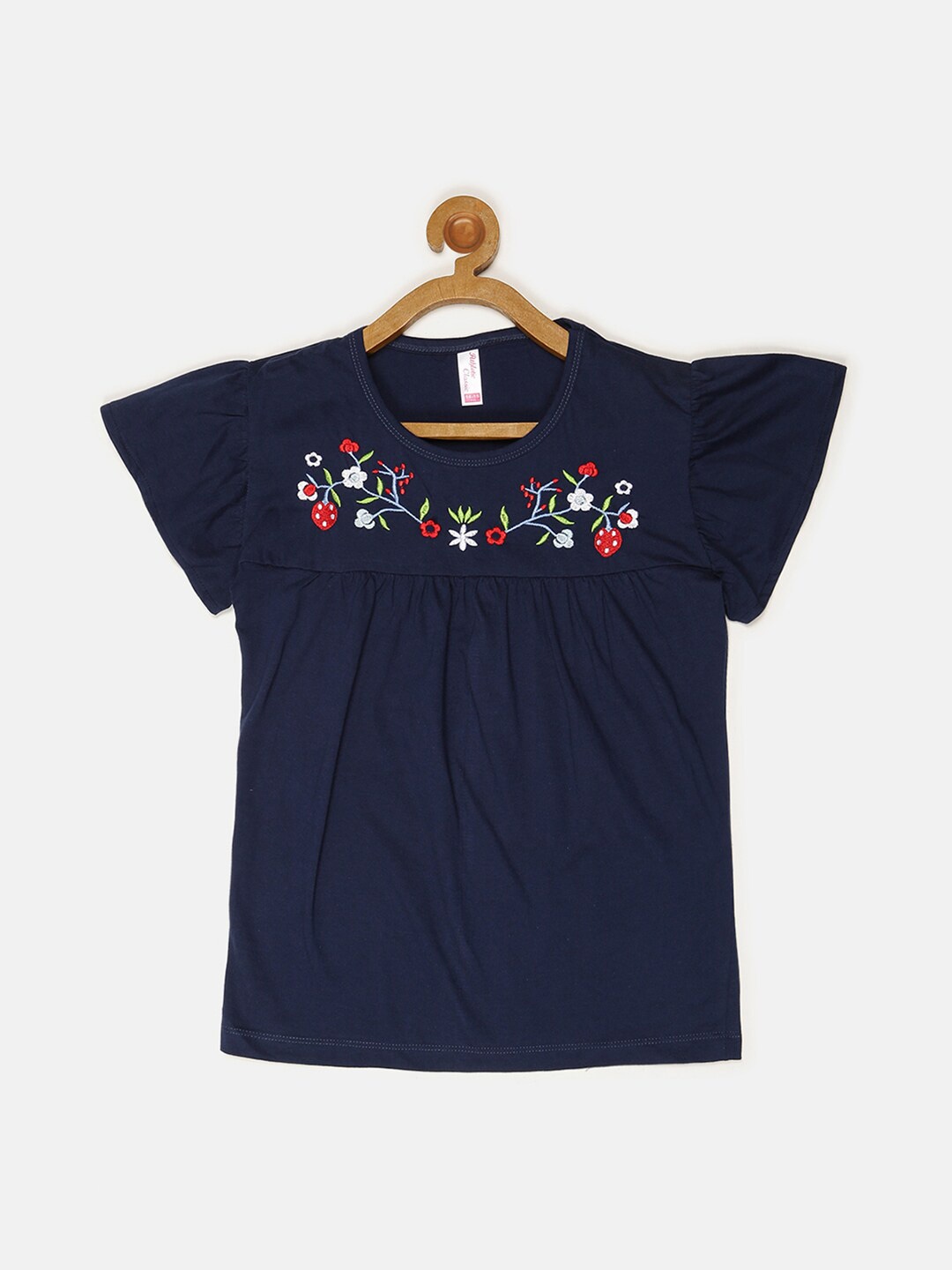 

V2 Value & Variety Girls Navy Blue Embroidered Top