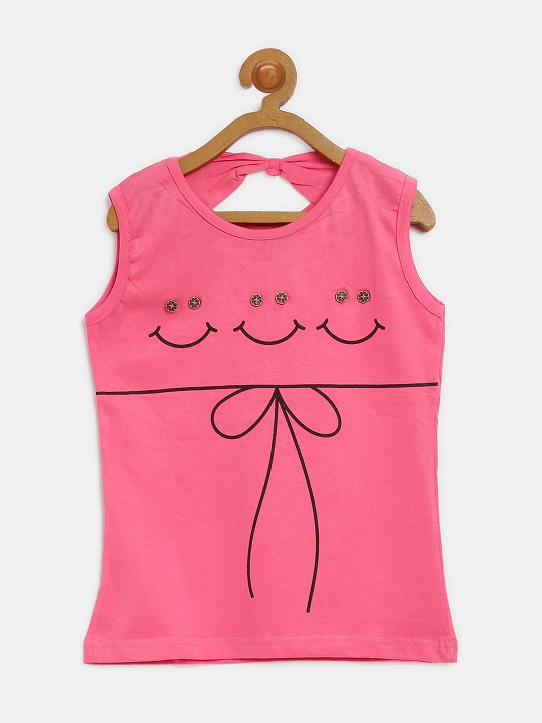 

V2 Value & Variety Girls Coral & Black Printed Top