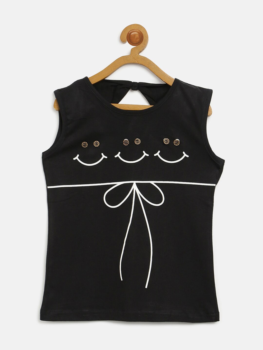 

V2 Value & Variety Girls Black Printed Knitted Top