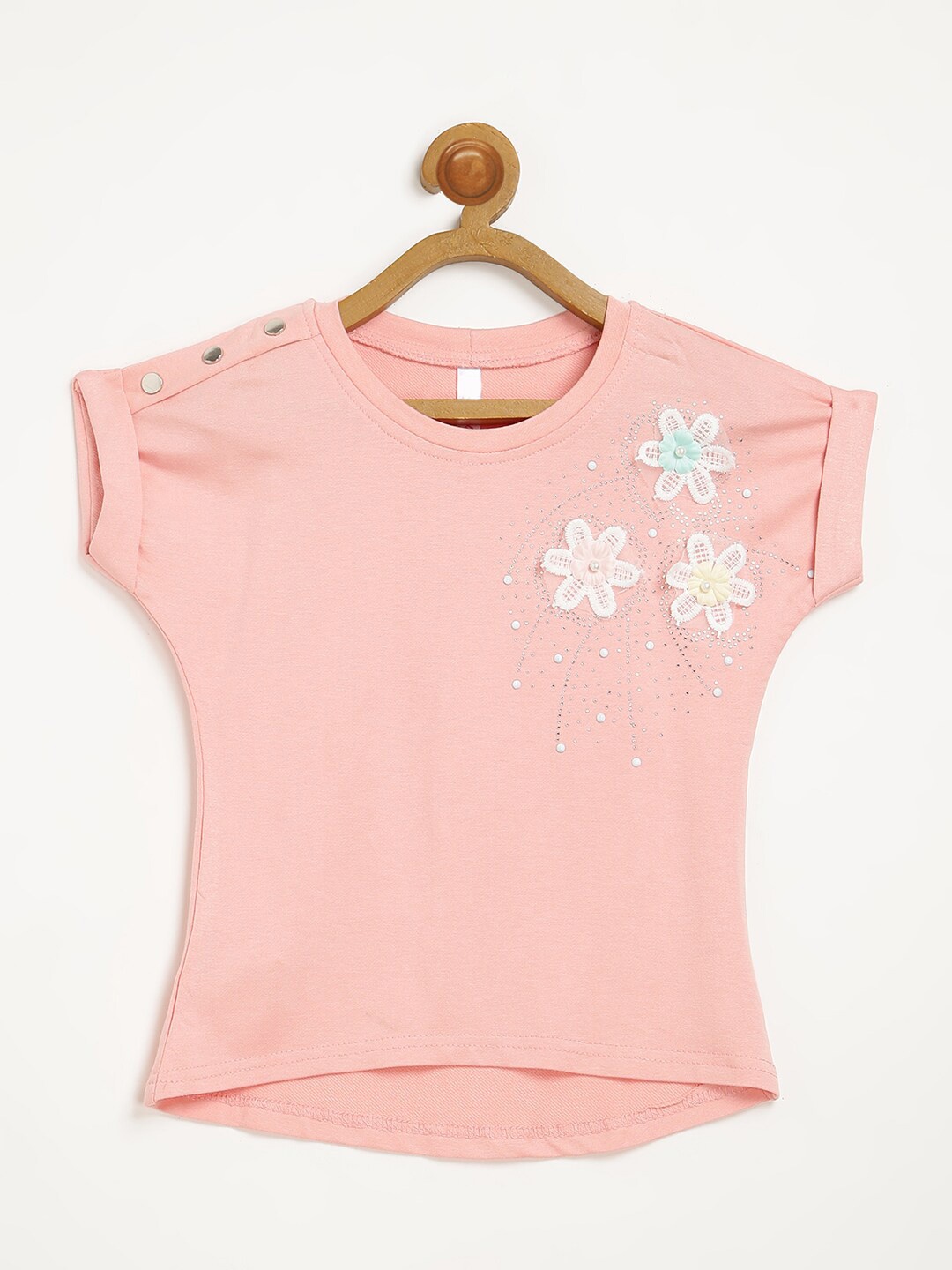 

V2 Value & Variety Girls Beige Embellished Applique Top