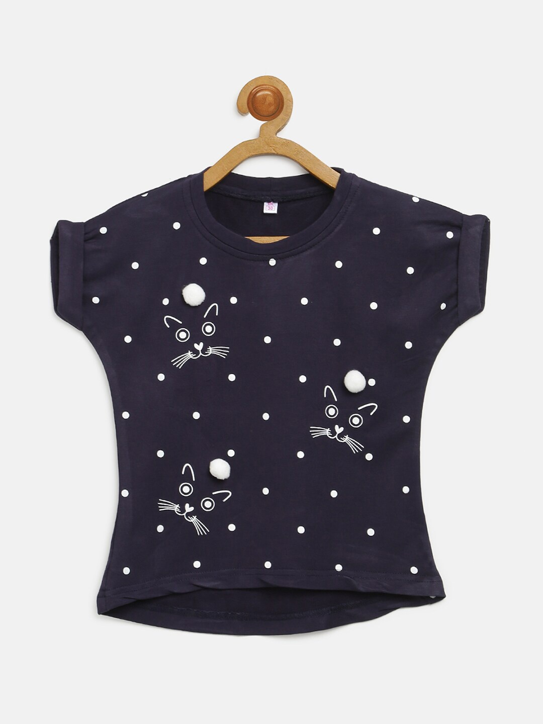 

V2 Value & Variety Girls Blue Polka Dots Print Top