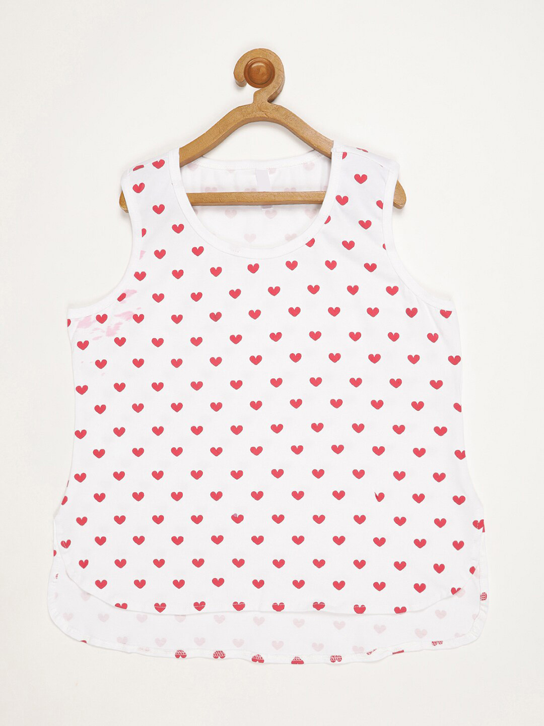 

V2 Value & Variety Girls White & Red Print Cotton Top