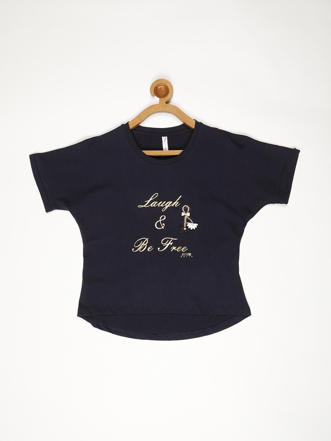 

V2 Value & Variety Kids-Girls Blue Typography Printed Extended Sleeves Top