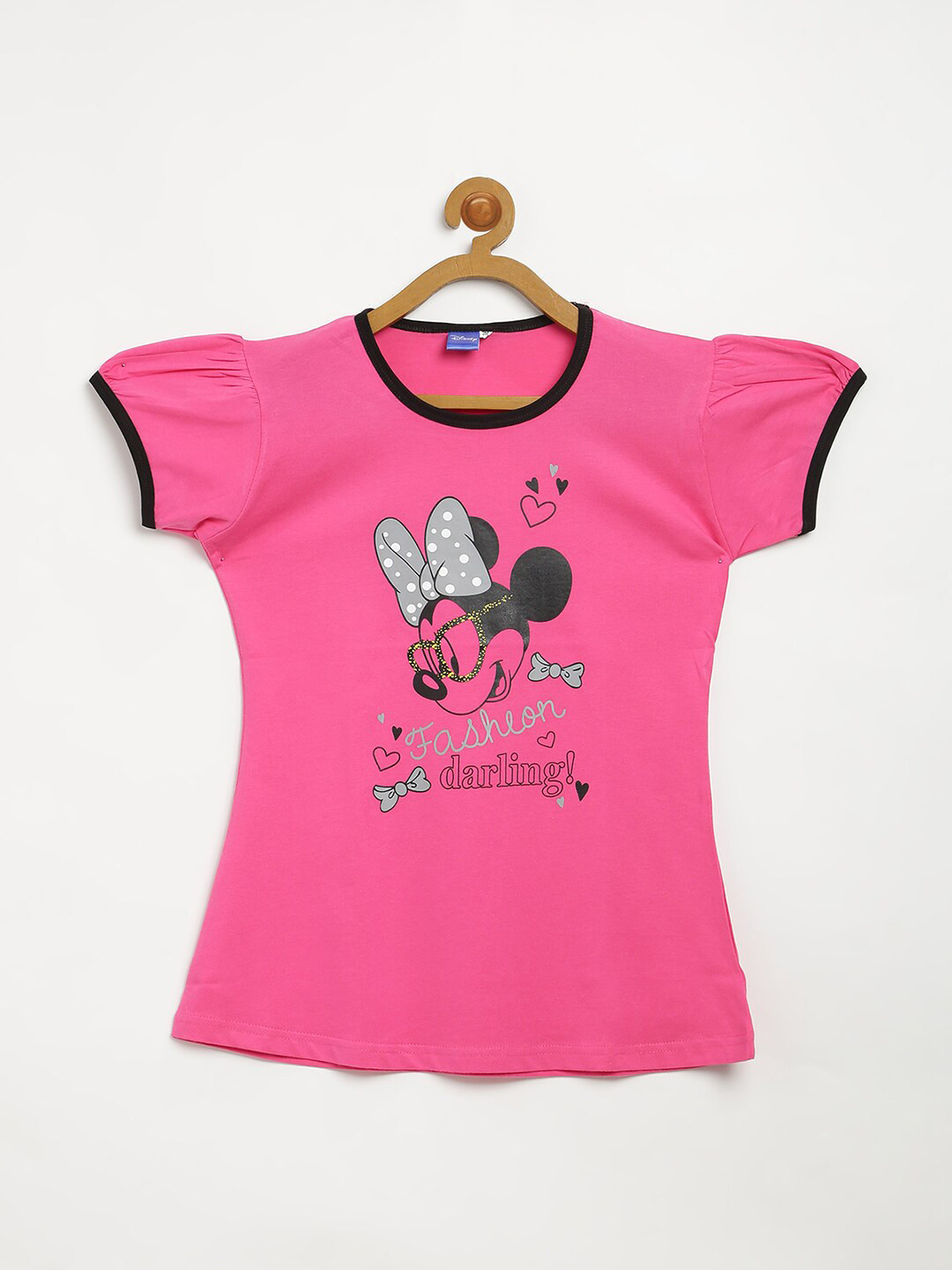 

V2 Value & Variety Girls Pink & Black Printed Top