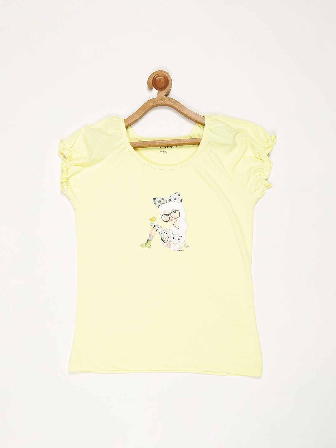 

V2 Value & Variety Girls Yellow Printed Top