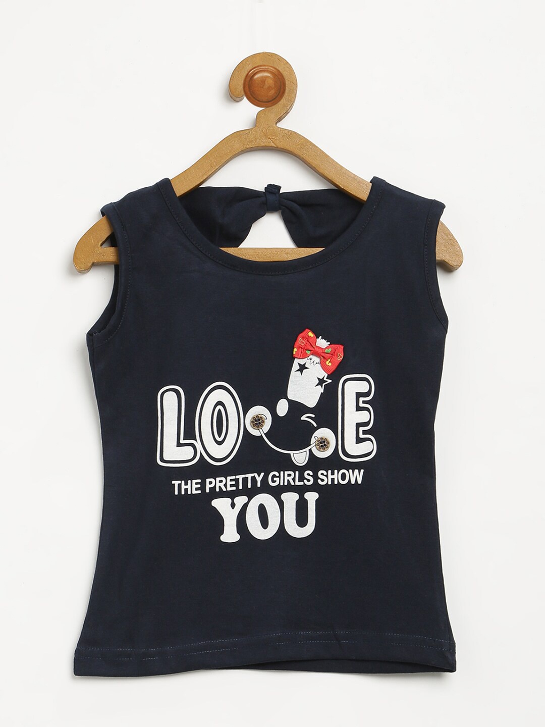 

V2 Value & Variety Girls Navy Blue & White Printed Top
