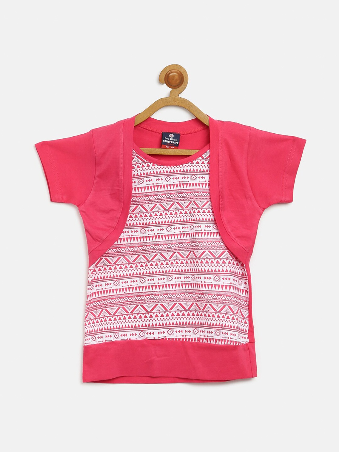 

V2 Value & Variety Girls Coral Pink Layered Top