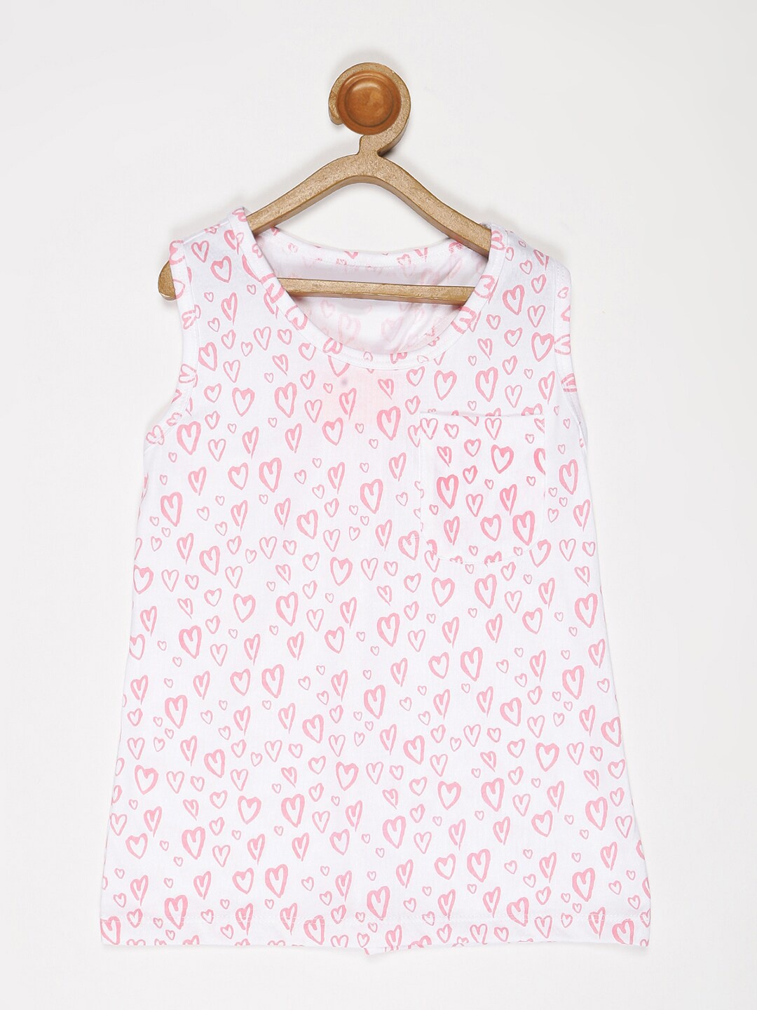 

V2 Value & Variety Girls White & Pink Heart Print Styled Back Top