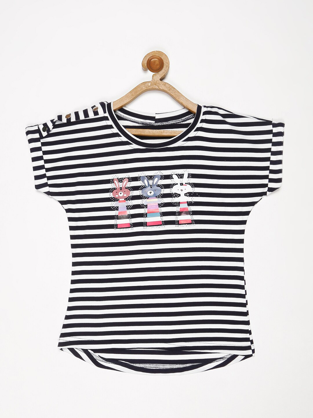 

V2 Value & Variety Kids-Girls Blue Striped Extended Sleeves Top