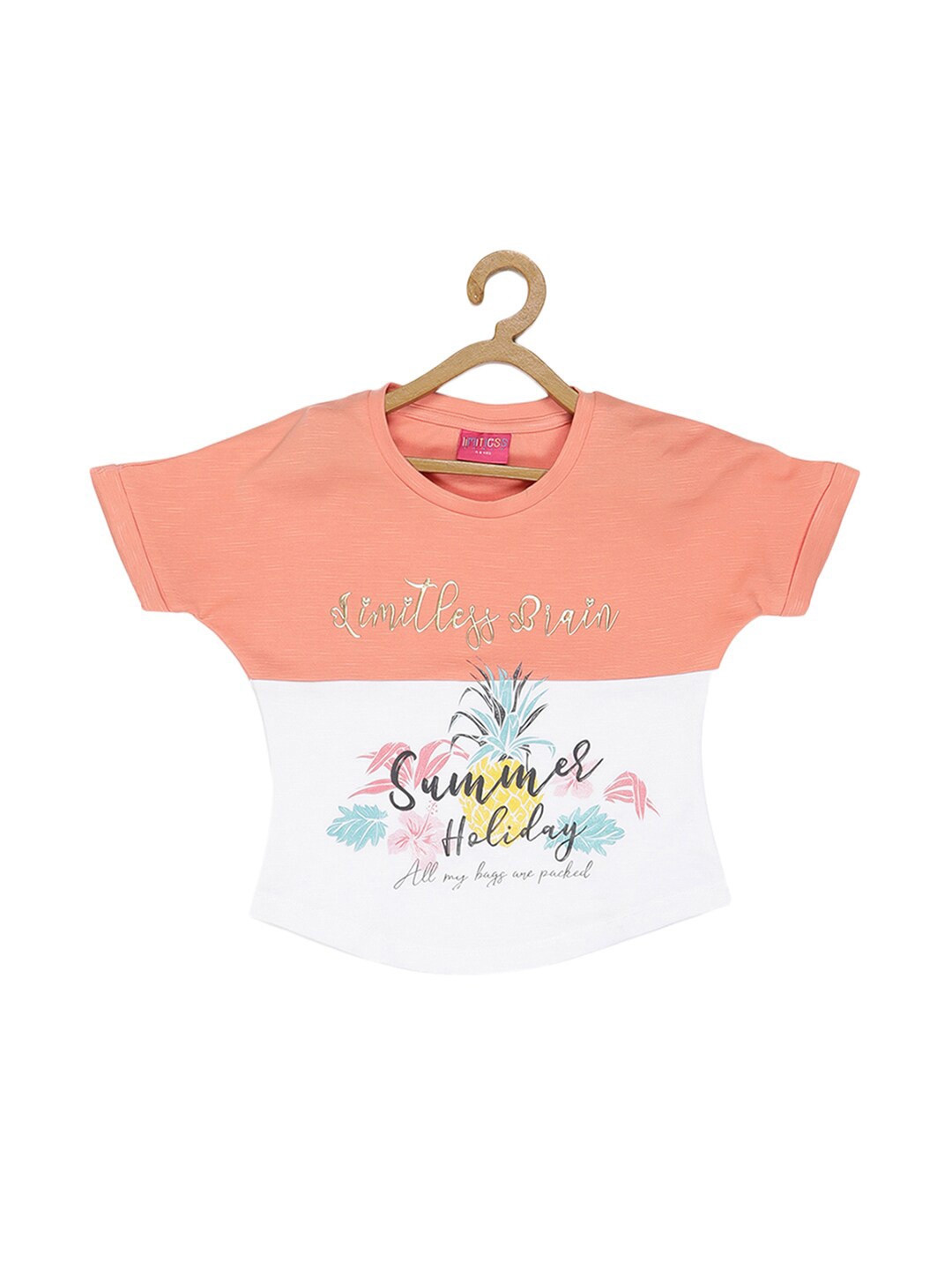 

V2 Value & Variety Beige & Coral Print Extended Sleeves Top