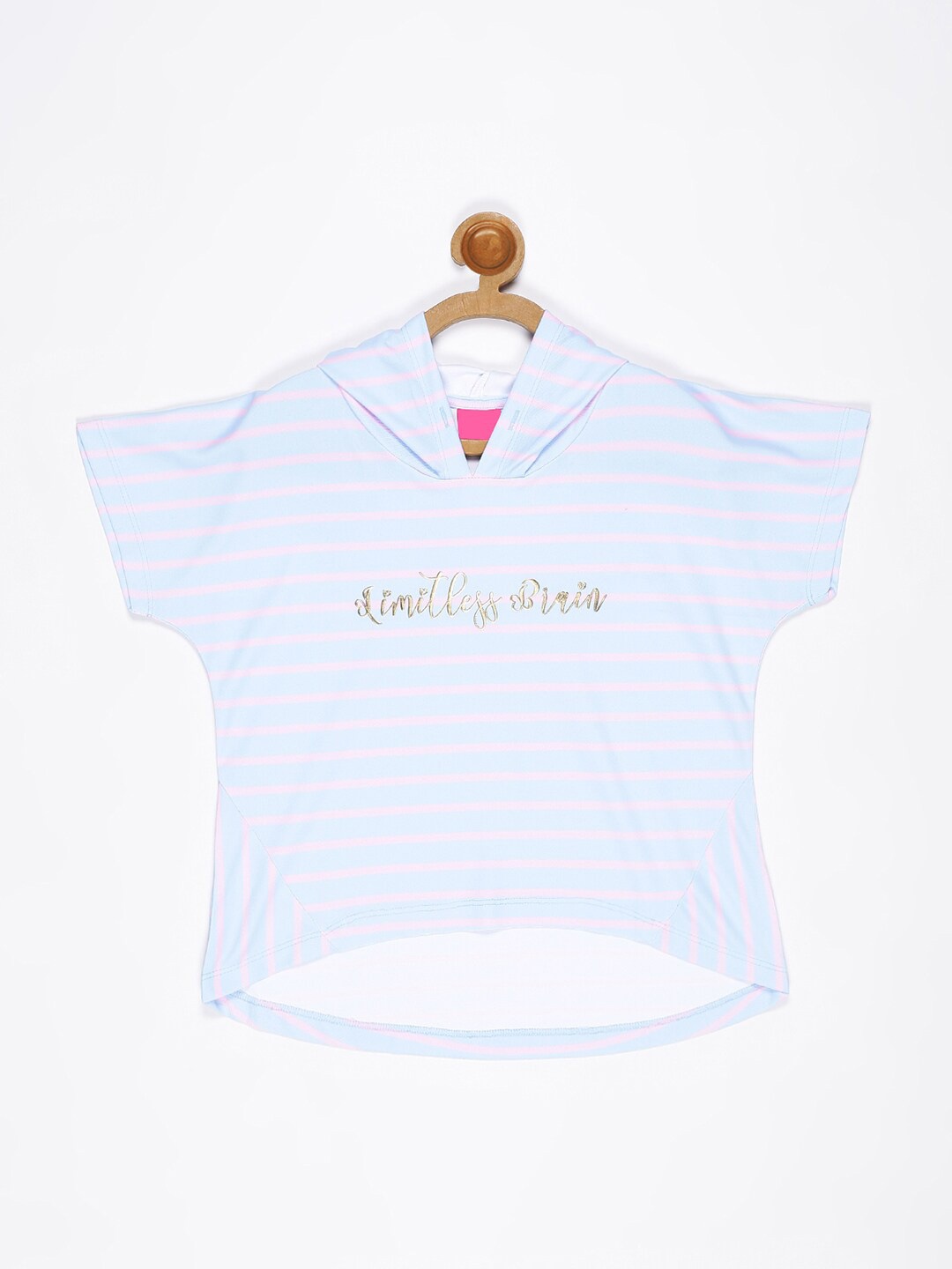 

V2 Value & Variety Kids-Girls Blue Striped Hooded Top