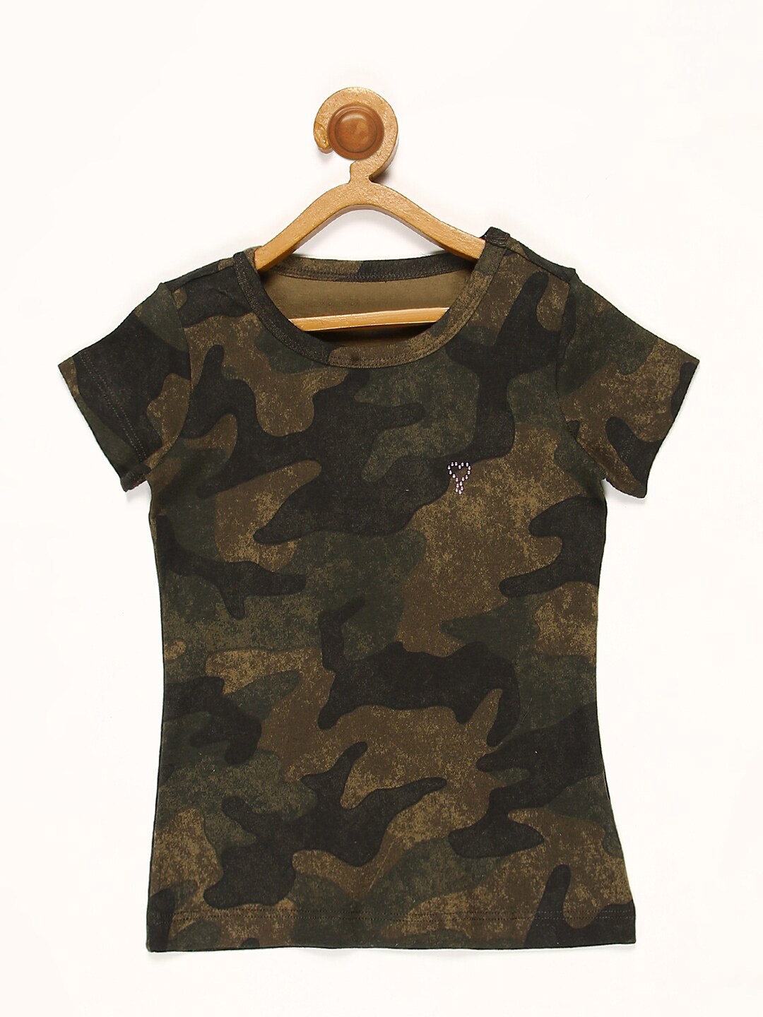 

V2 Value & Variety Girls Green Camouflage Print Top