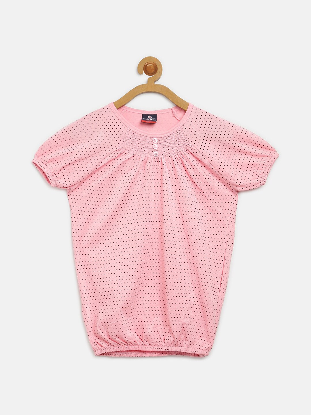 

V2 Value & Variety Girls Pink Polka Dot Print Blouson Top
