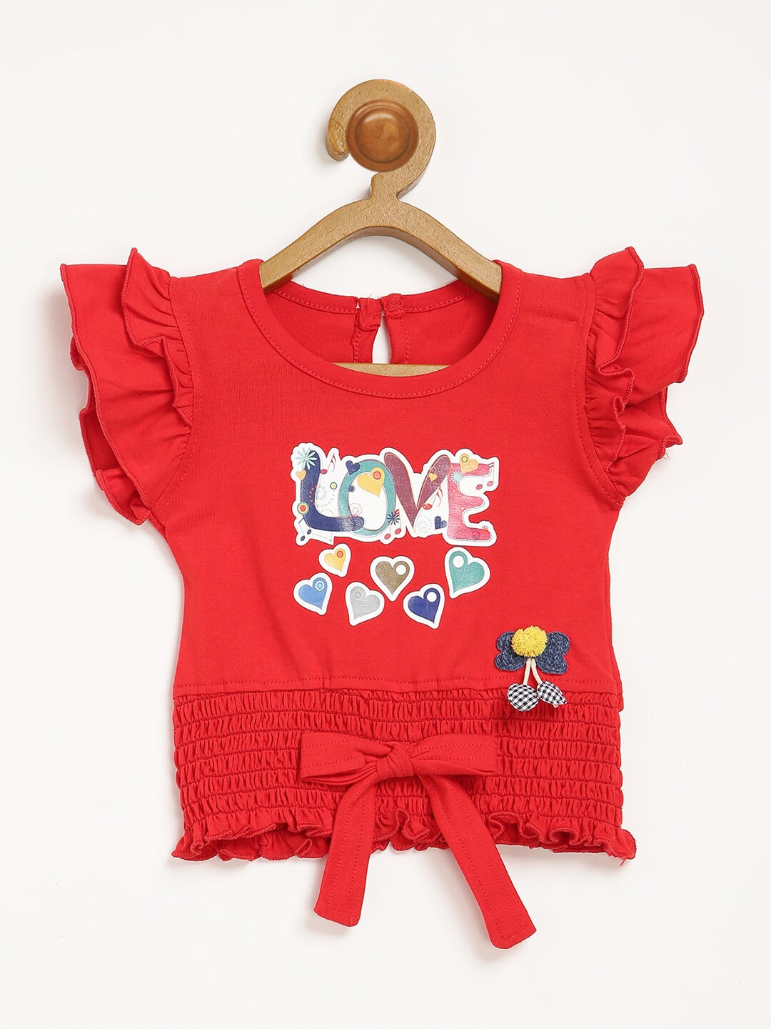 

V2 Value & Variety Kids-Girls Red Printed Top