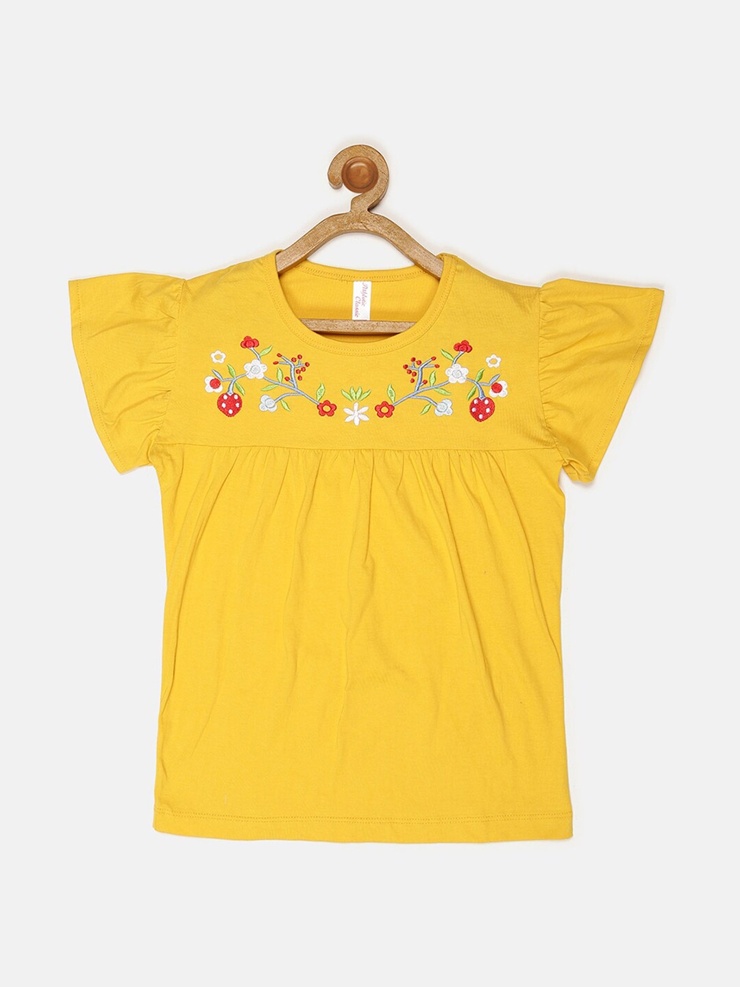 

V2 Value & Variety Mustard Yellow Floral Embroidered Top