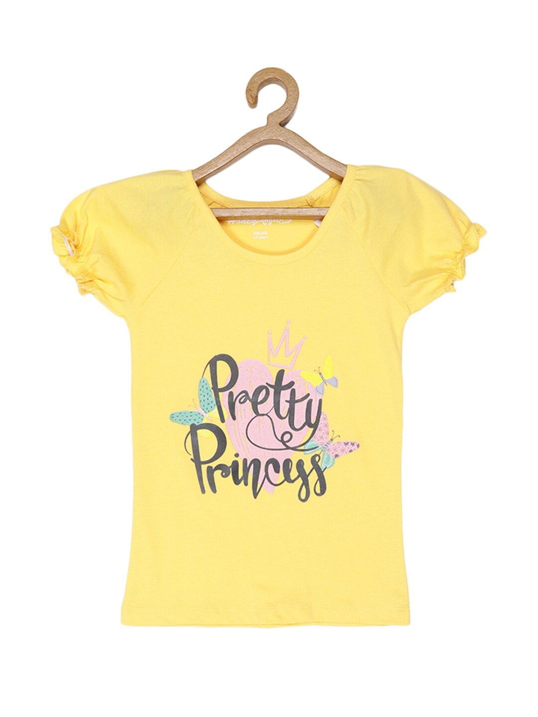 

V2 Value & Variety Girls Yellow Printed Top
