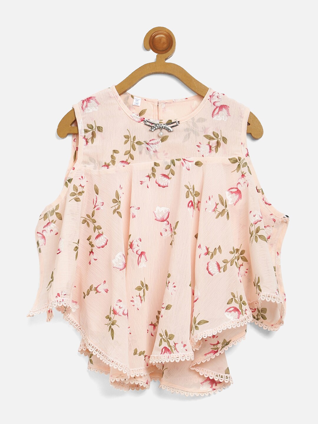 

V2 Value & Variety Beige Floral Print Chiffon Top