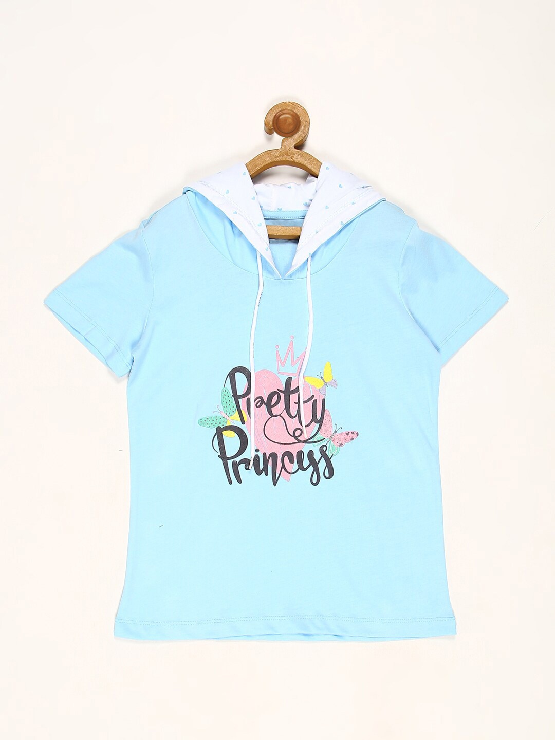 

V2 Value & Variety Girls Blue Hooded Printed Top
