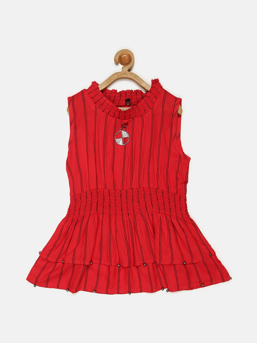 

V2 Value & Variety Girls Red & Black Striped A-line Top