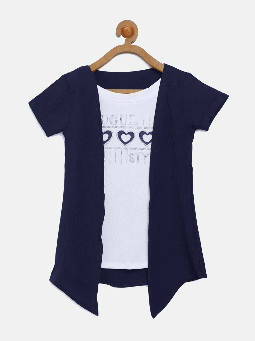 

V2 Value & Variety Navy Blue & White Print Top