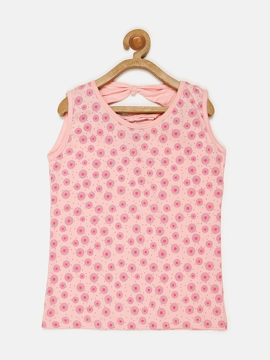 

V2 Value & Variety Girls Beige & Pink Floral Printed Regular Top