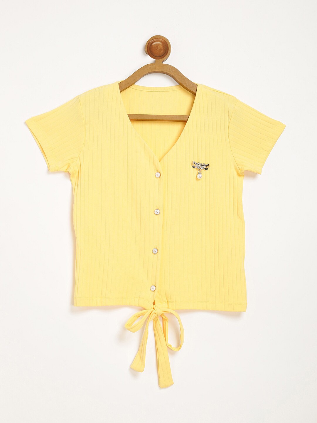 

V2 Value & Variety Girls Yellow Regular Top