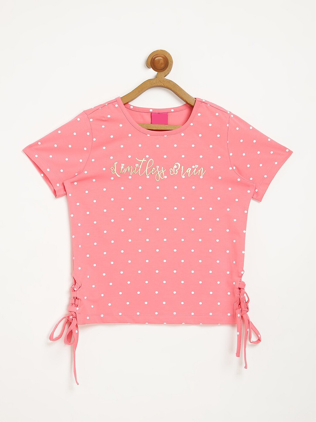 

V2 Value & Variety Girls Pink Polka Dots Print Top