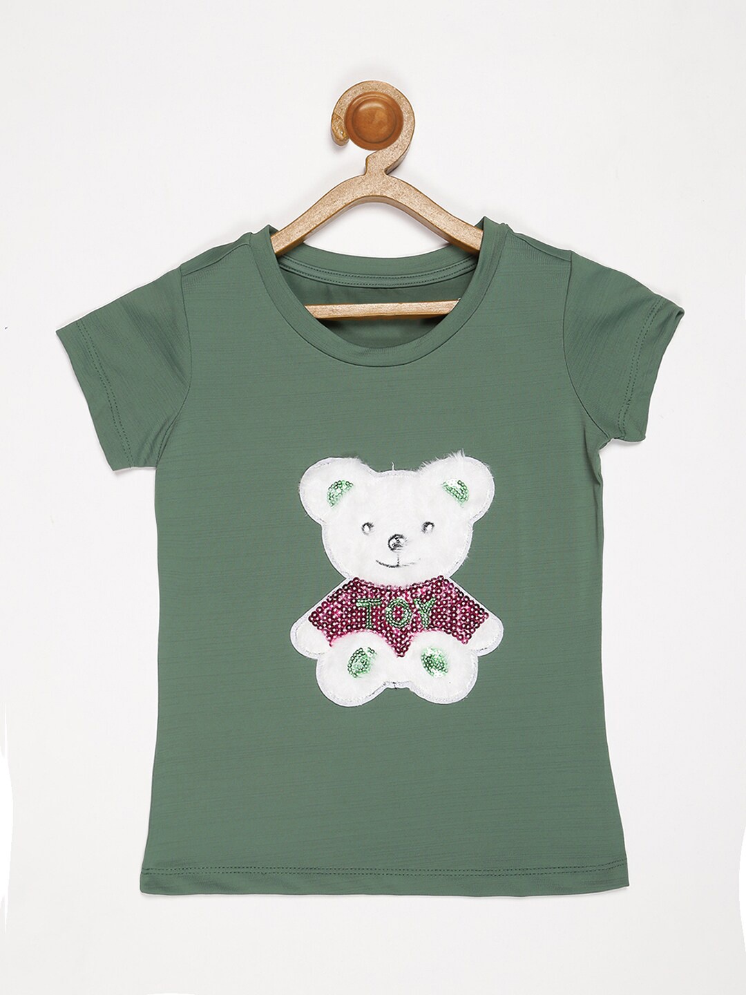 

V2 Value & Variety Girls Green Printed Applique Top