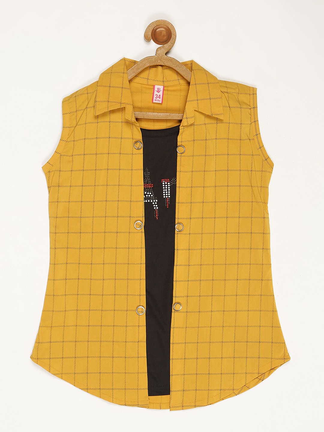 

V2 Value & Variety Girls Mustard Yellow Checked Top