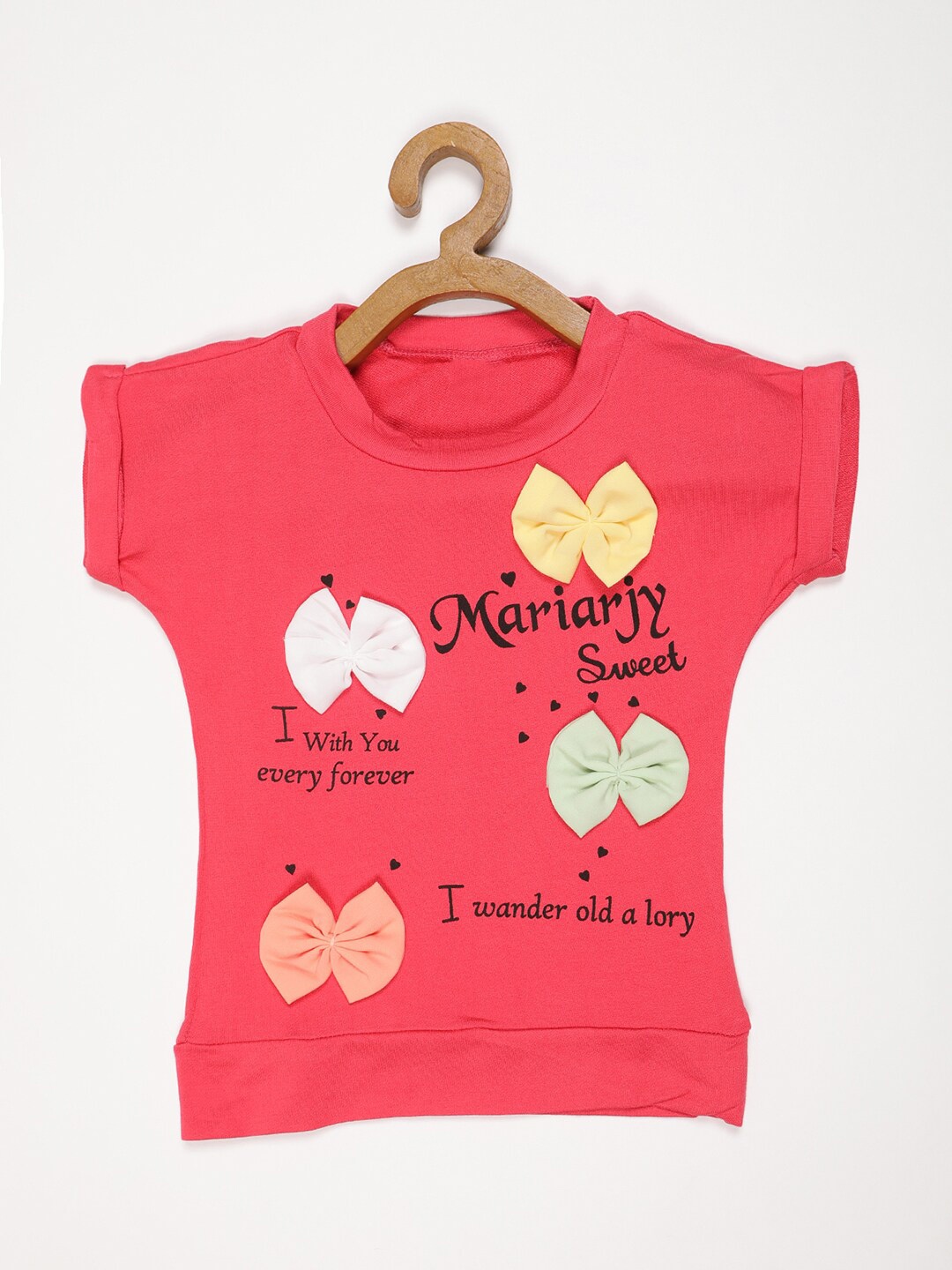 

V2 Value & Variety Girls Red Printed Extended Sleeves Top