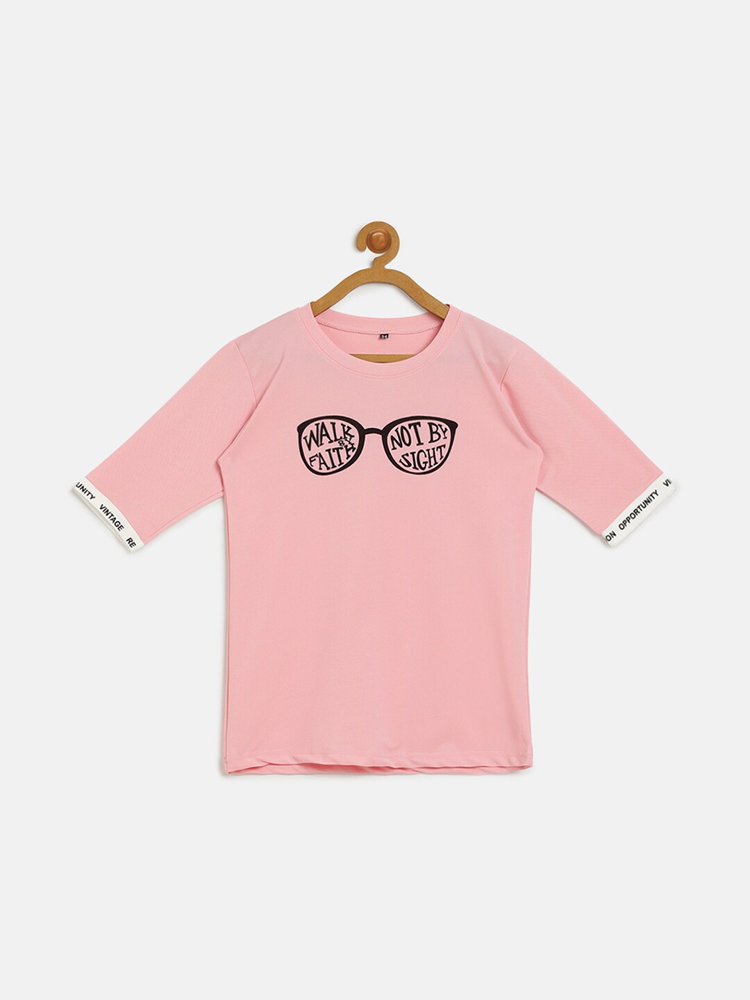 V2 Value & Variety Girls Pink & Black Printed Top