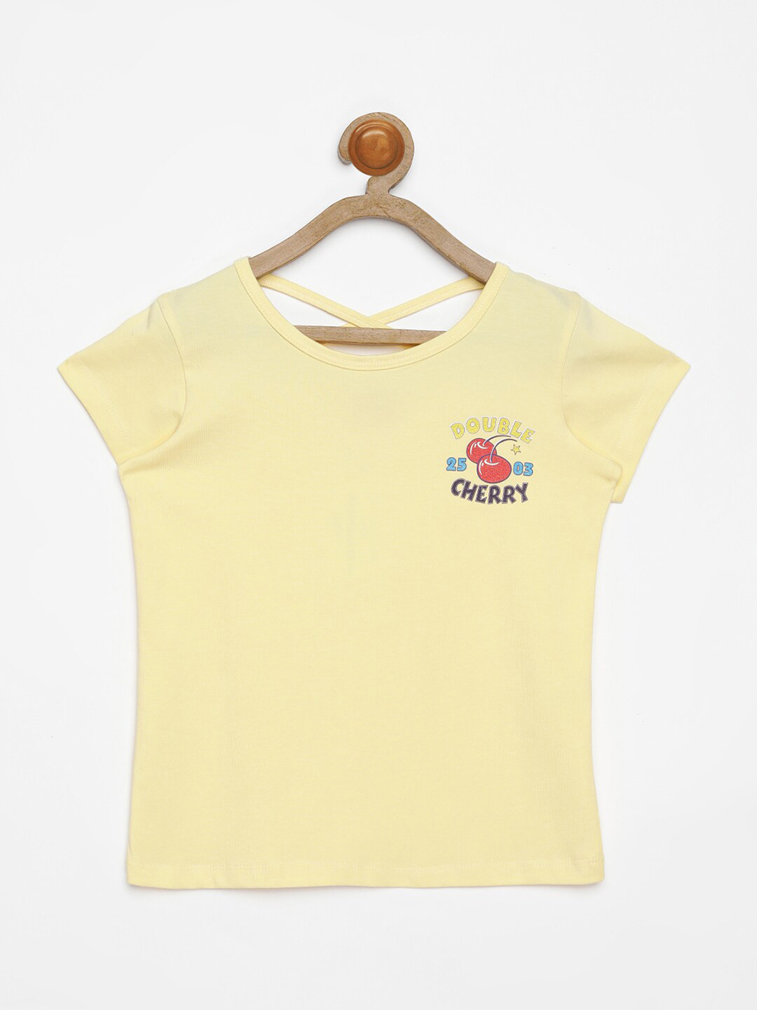 

V2 Value & Variety Girls Yellow Printed Knitted Top