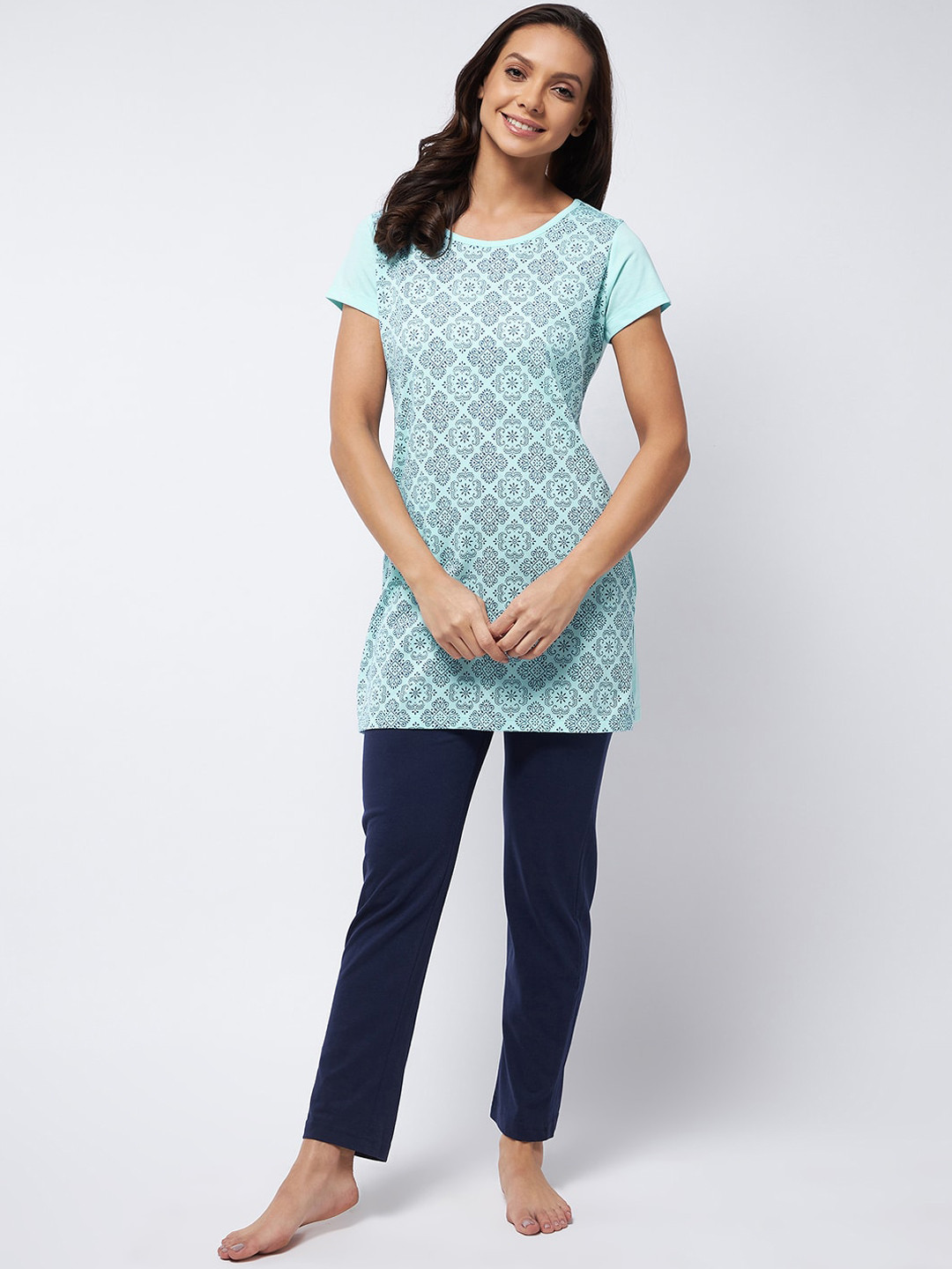 

Modeve Women Blue Printed Night suit