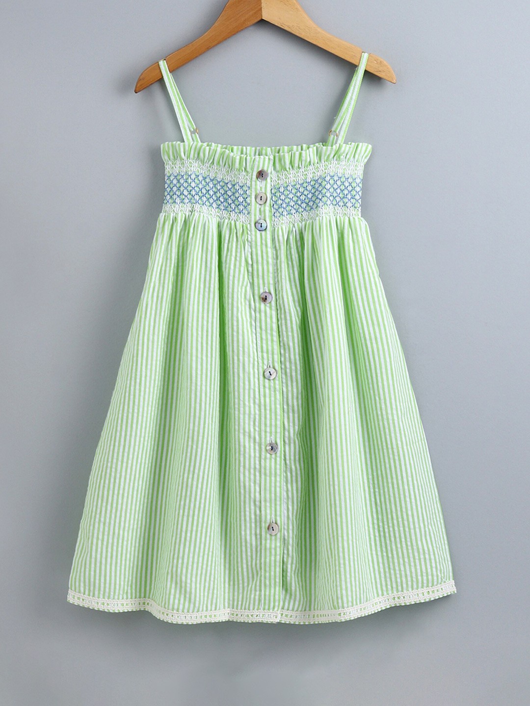 

Little Carrot Girls Green Striped A-Line Maxi Dress