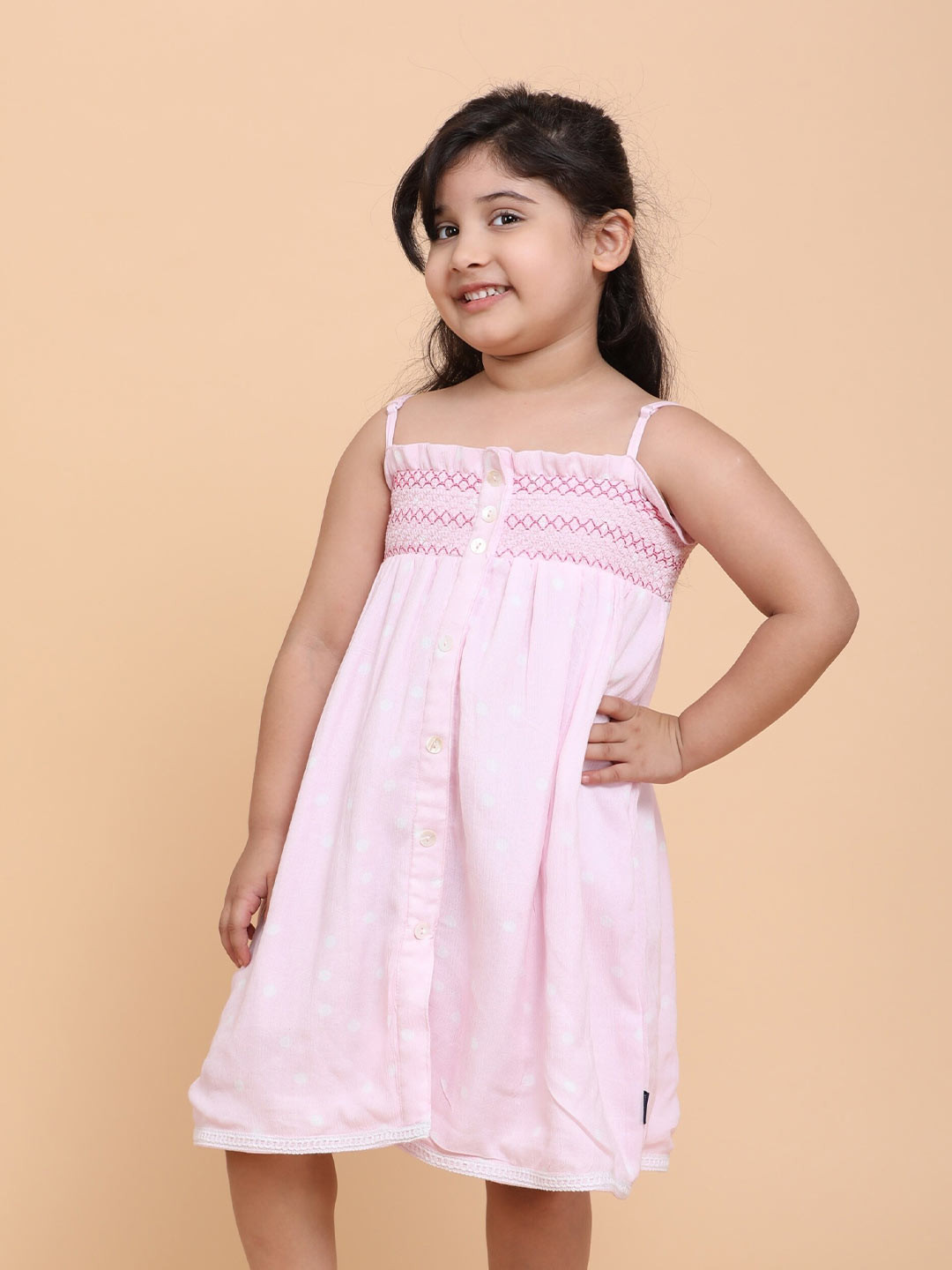 

Little Carrot Pink Crepe A-Line Dress