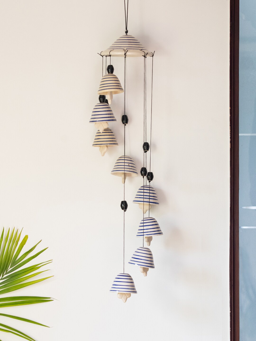 

ExclusiveLane Hand-Painted Decorative Ceramic Hanging Bells Windchime, Cream