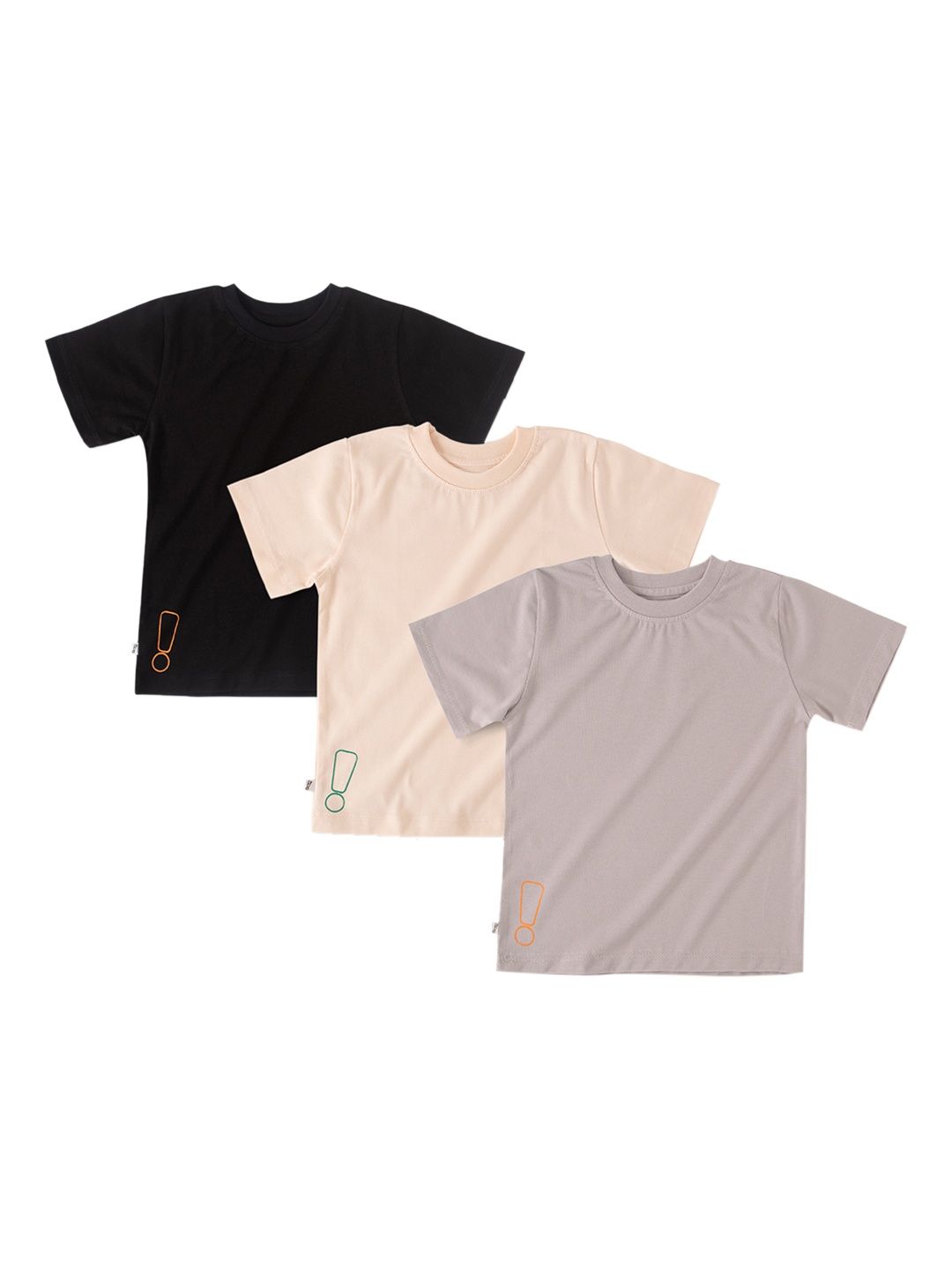

You Got Plan B Boys Pack of 3 Beige & Pink Solid Pure Cotton T-shirt
